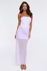 Tropic Sunset Strapless Maxi Dress Lilac