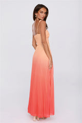 Saved Aesthetic Pleated Maxi Dress Orange