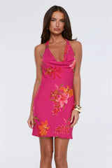Soft Island Dreams Halter Mini Dress Pink