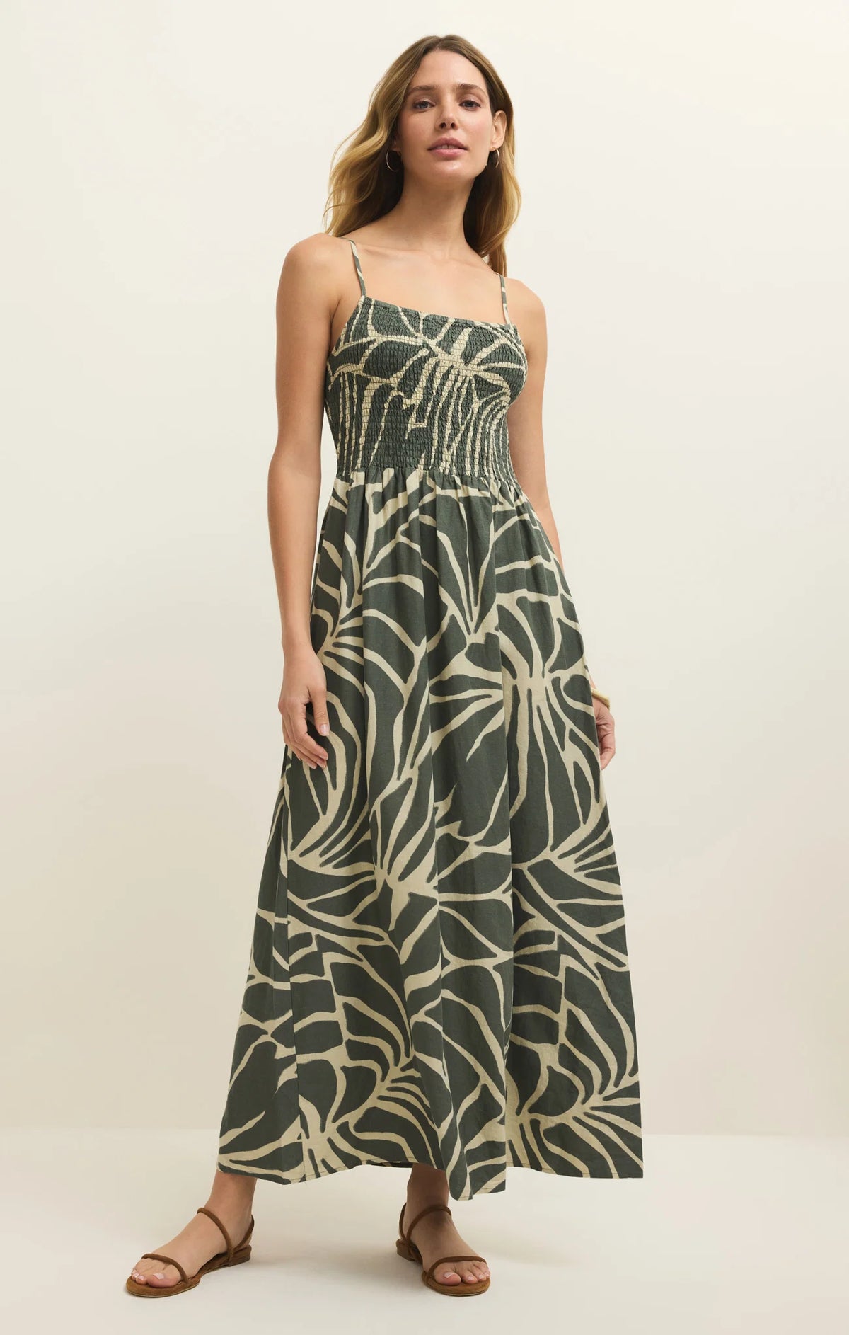 Bayside Tova Palm Linen Maxi Dress