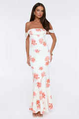 Garden Luxe Off Shoulder Maxi Dress White