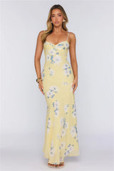 Morning Sun Floral Twist Maxi Dress Yellow