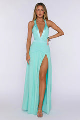 Radiance Meets Style Halter Maxi Dress Mint