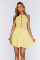 Designed With Love Halter Mini Dress Yellow