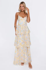Sweet Luxury Maxi Dress Yellow Print