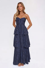 Frost Flare Strapless Maxi Dress Navy