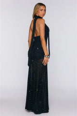 Wildflower Way Knit Sequin Maxi Dress Black