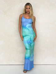ARDON MAXI DRESS - BLUE : MACRO FLORAL : BLUE HIBISCUS