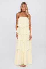 Glossy Days Strapless Maxi Dress Yellow