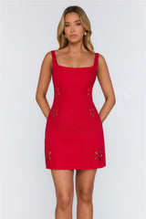 Flirt Factor High Mini Dress Red