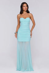 Lovers’ Night Out Mesh Maxi Dress Aqua