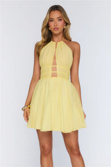 Designed With Love Halter Mini Dress Yellow