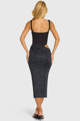 Bodice Draped Midi Dress in Black