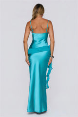 She's A Dream Satin Maxi Dress Aqua