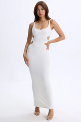 Modal Plunge Cut-Out Maxi Dress in White