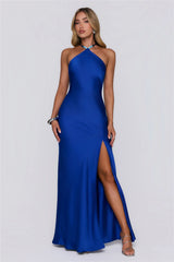 Formal Nights Only Satin Maxi Dress Cobalt
