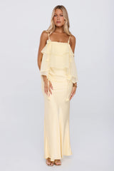 Private Plans Satin Maxi Dress Yellow