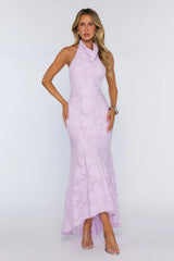 Hints Of Wildflowers Halter Maxi Dress Lilac