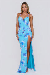 Where Summer Stays Mesh Maxi Dress Blue