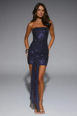 Own It Fully Strapless Sequin Mini Dress Navy