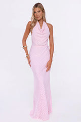 This Gets Attention Halter Maxi Dress Pink