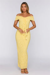 Sunshine Pop Off Shoulder Maxi Dress Yellow