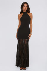 Flirt Society Halter Lace Maxi Dress Black