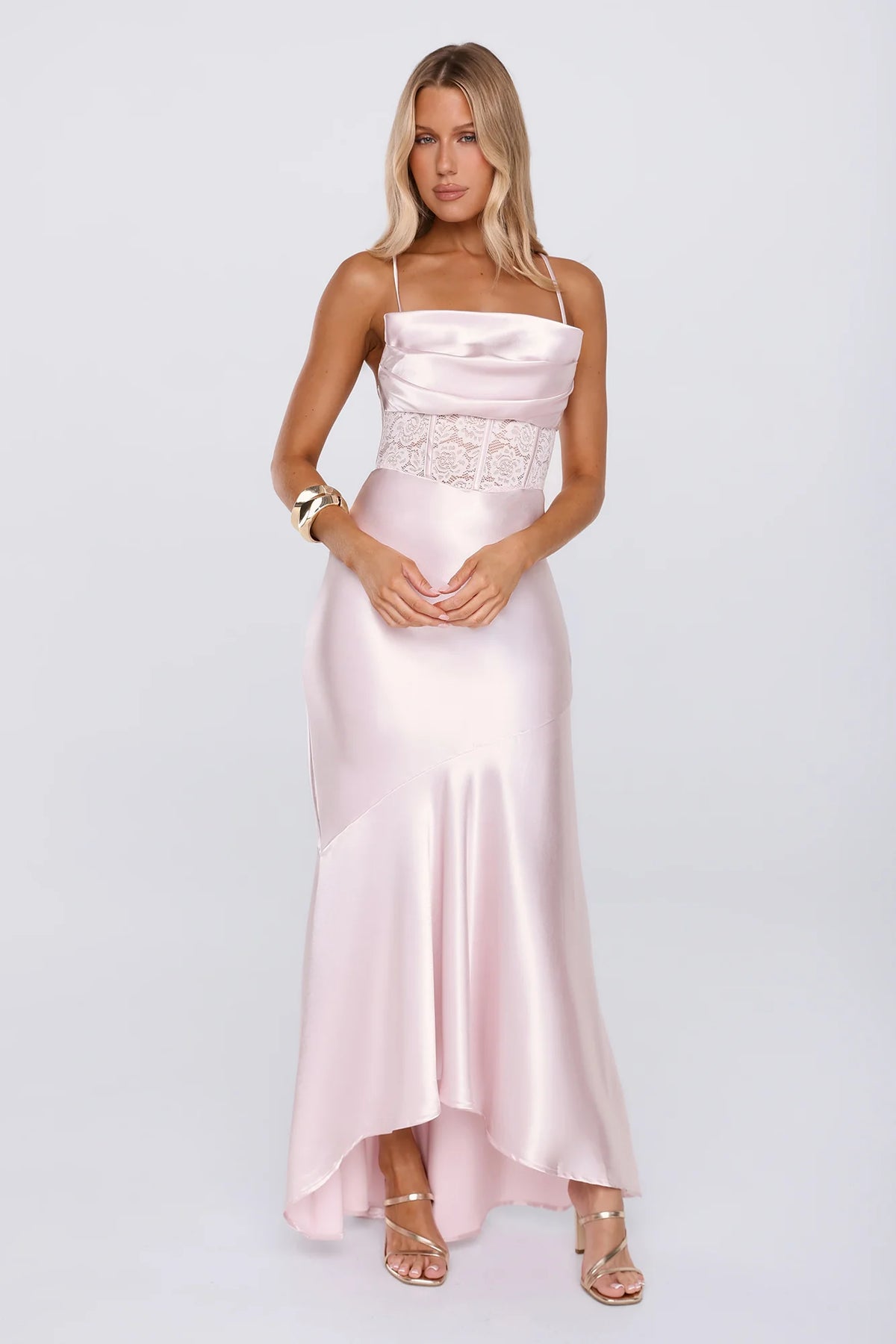 Silker Moments Satin Maxi Dress Pink