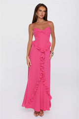 Balmy Nights Club Maxi Dress Hot Pink