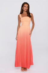 Saved Aesthetic Pleated Maxi Dress Orange