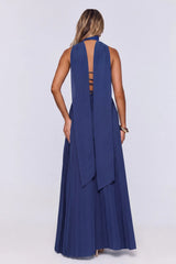 Sugar Babe Strapless Pleated Maxi Dress Navy
