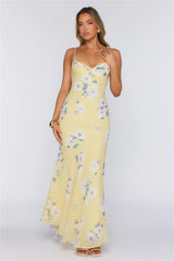 Morning Sun Floral Twist Maxi Dress Yellow