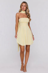 Hot Girl Holiday Strapless Mini Dress Yellow