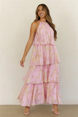 Dreamy Floral Tiered Maxi Dress Pink