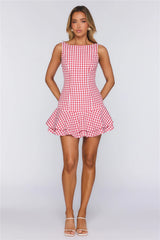 Polished Picnic Gingham Mini Dress Red